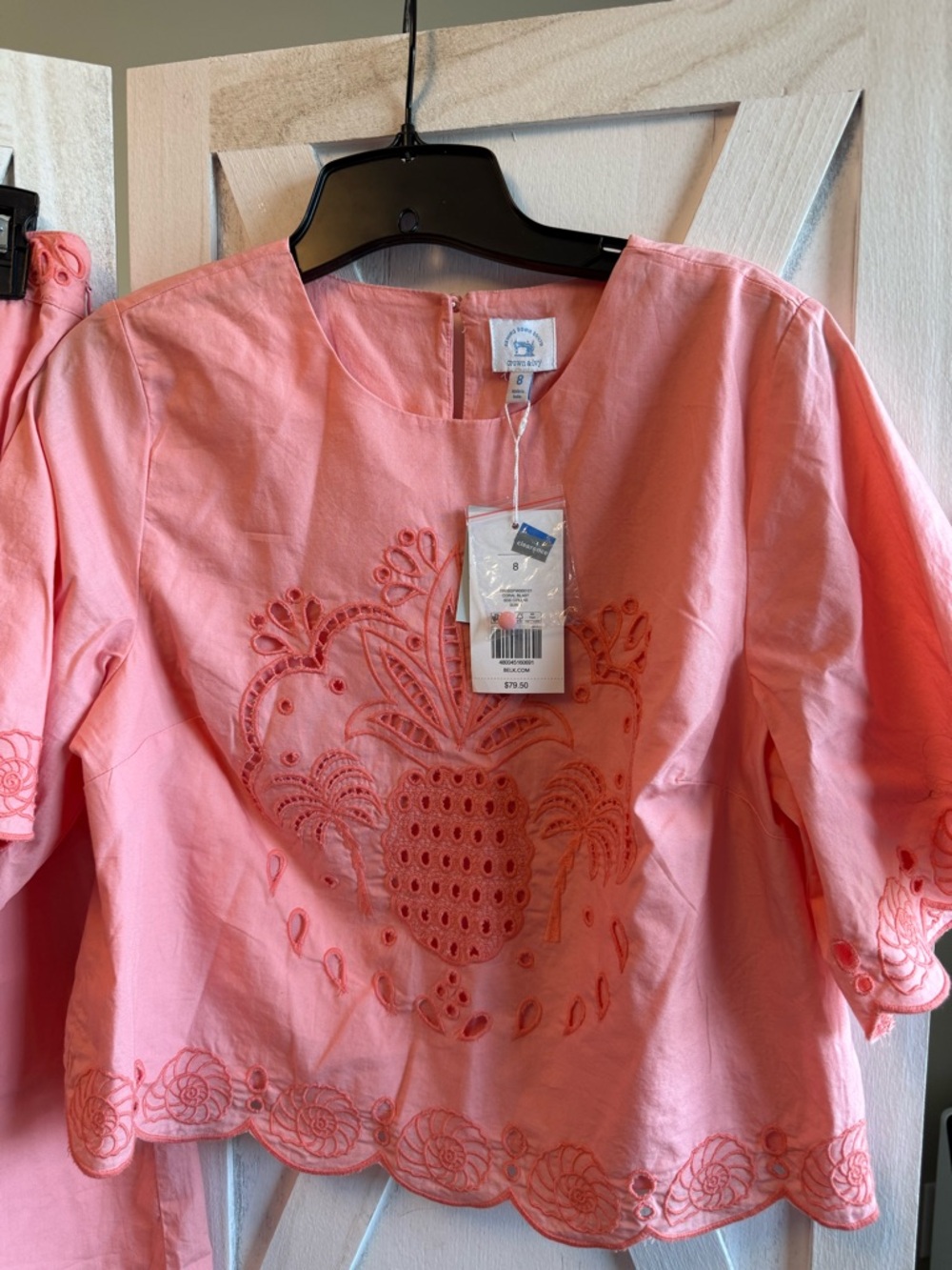crown & ivy Sewing Down South Coral Blast Embroidered Top and Skirt Set - Picture 11 of 11